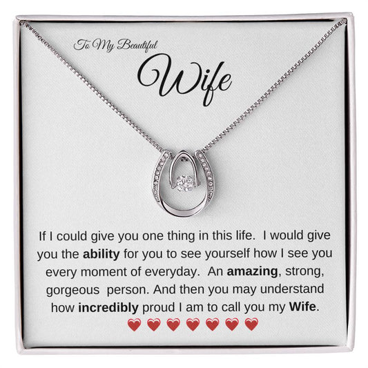 To My Beautiful Wife Lucky Love Knot Necklace